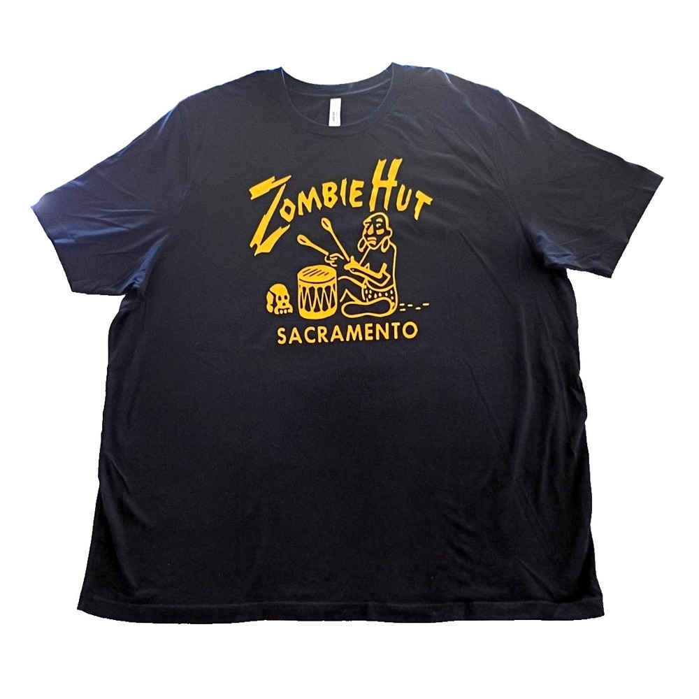 "Zombie Hut" Tiki Bar Sacramento, CA Black T-Shirt Size 4XL 100% Cotton